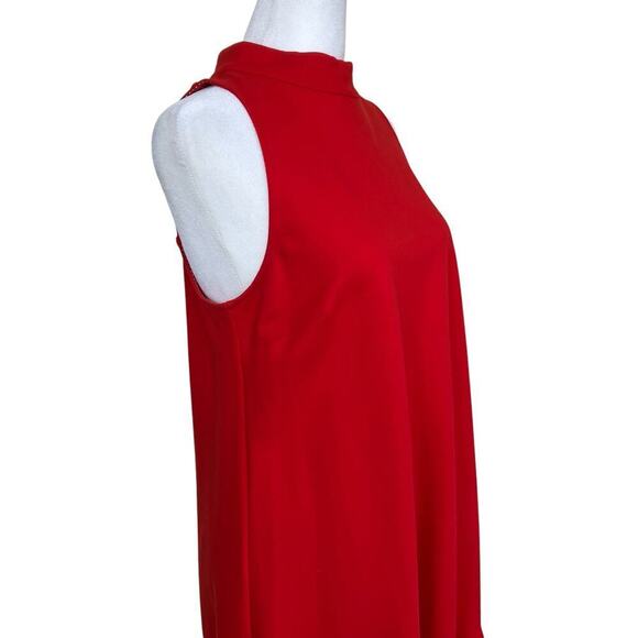 Anthropologie Maeve Alissa Swing Dress Red Drop Waist Mock Neck Flounce Sz S - Picture 5 of 16